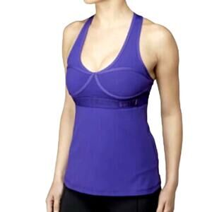 Lululemon All Out Tank Top Cinch Bust Underwire Sports Bra Purple Womens 6